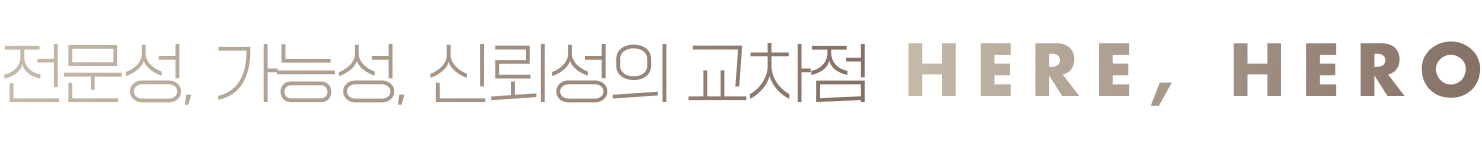 전문성, 가능성, 신뢰성의 교차점 Here, Hero